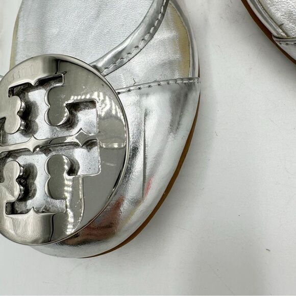 Tory Burch Reva Audrey‎ Silver & Clear Ballet Flat Sz 6.5 - Picture 12 of 16